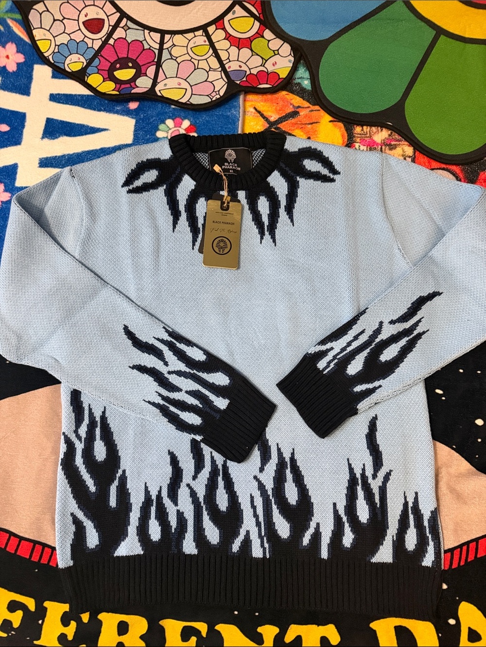 Black Pharaoh "Inferno" Jacquard Knit Crewneck ( Runs Small - Fits Large